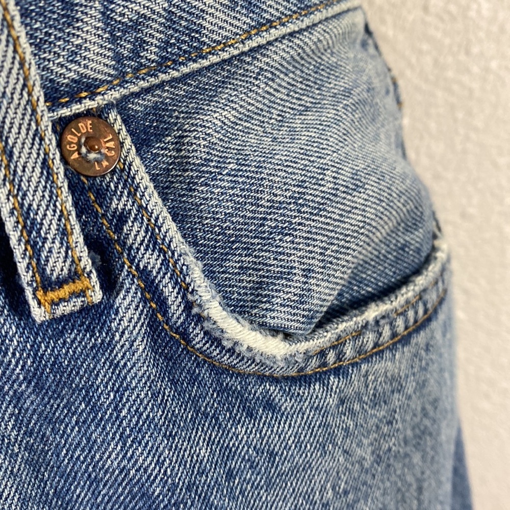 Agolde Riley Long High Rise Button Fly Distressed Hem Straight Leg Jeans 24 - Picture 8 of 16